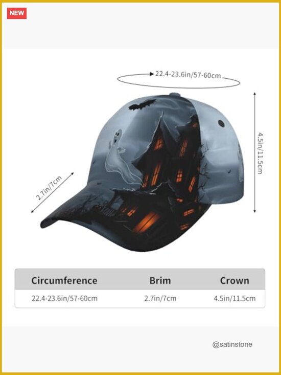 Adjustable Unisex Baseball Cap with Pumpkin Bat Print main image 7